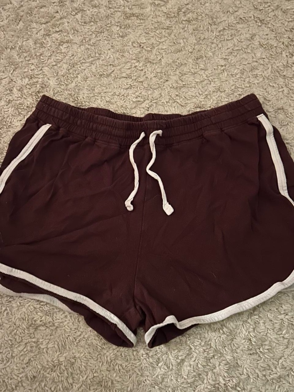 Aeropostale Maroon Athletic Drawstring Shorts with White Trim